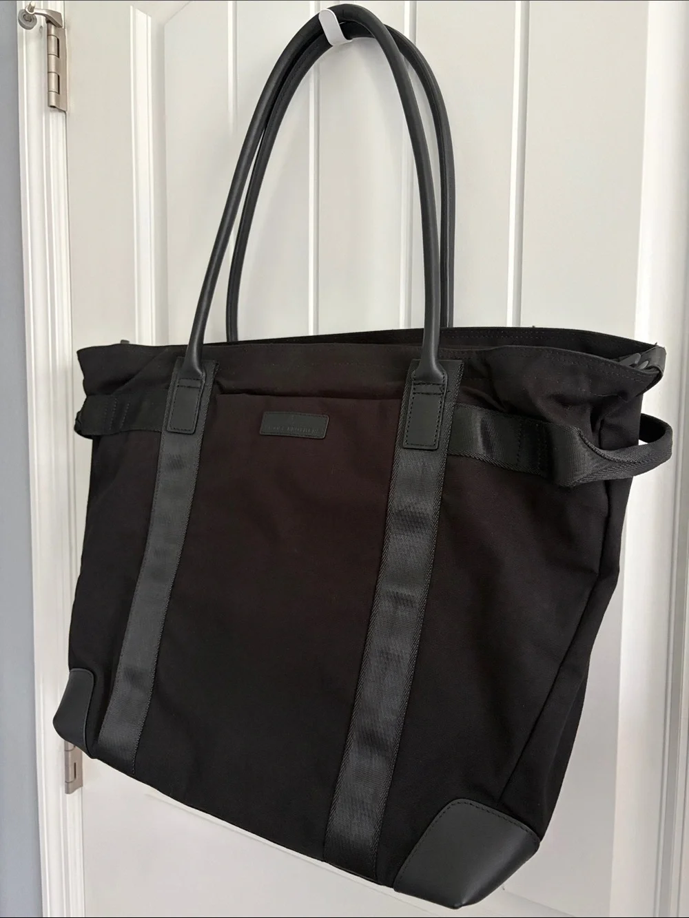 Brooks Brothers Black Wells Laptop Tote Canvas Leather Unisex